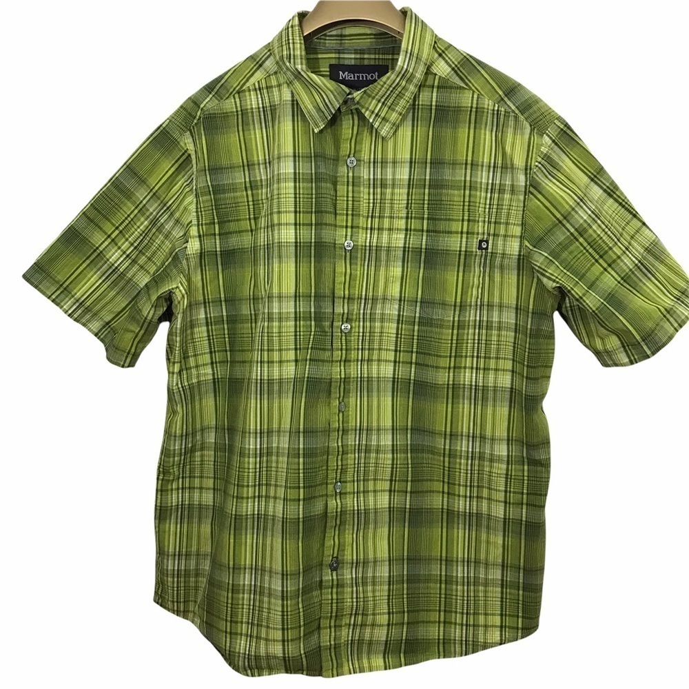 Marmot Shirt Plaid Short Sleeve Button Front Hiking Camping